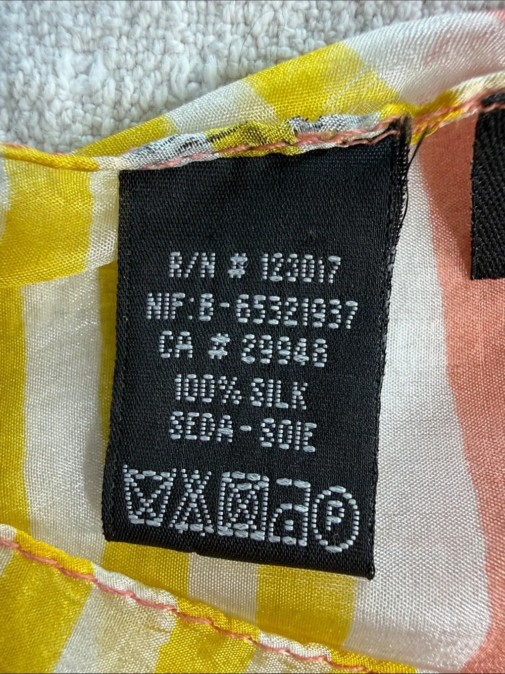Vivante by VSA, colorful, striped silk scarf